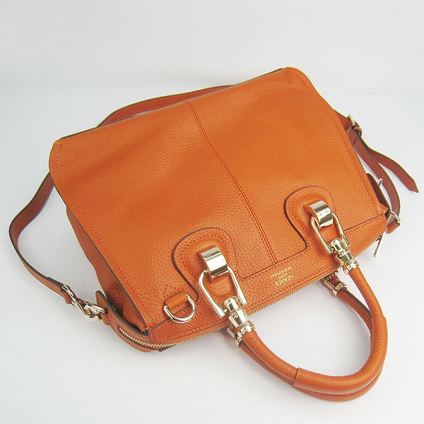 Replica Hermes New Arrival Double-duty leather handbag Orange 60669